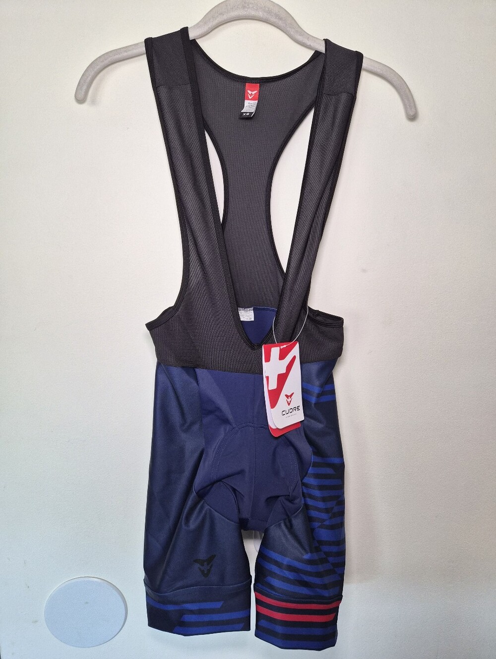NWT Cuore Bronze Cycling Bib Shorts XS 3XL Navy Blue Red Stripe